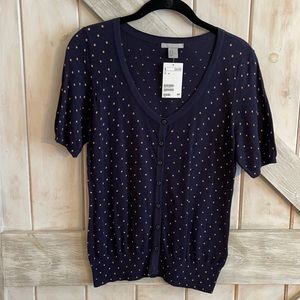 H&M navy and tan polka dot sweater